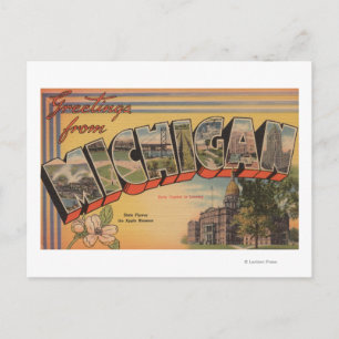 Michigan (State Capital/Flower) Postcard