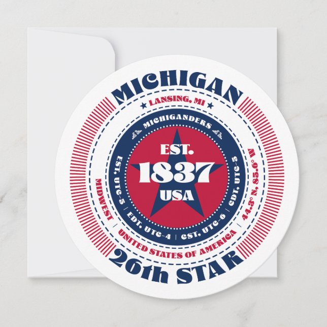 Michigan State Circular Typography Flat Card (Front)