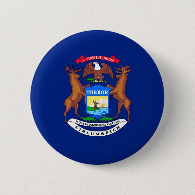 Michigan State Flag Design 6 Cm Round Badge (Front)