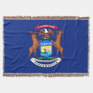 Michigan State Flag Design Decor Throw Blanket