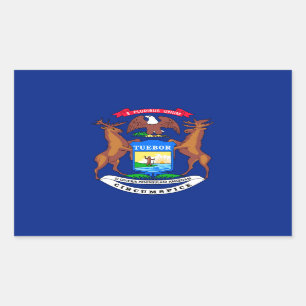 Michigan State Flag Design Rectangular Sticker