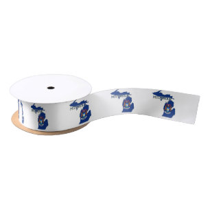 Michigan State Flag Map Satin Ribbon