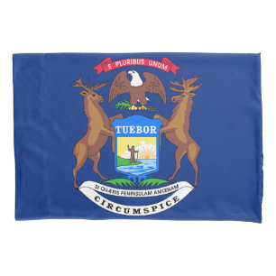 Michigan State Flag Print Patriotc Pillowcase