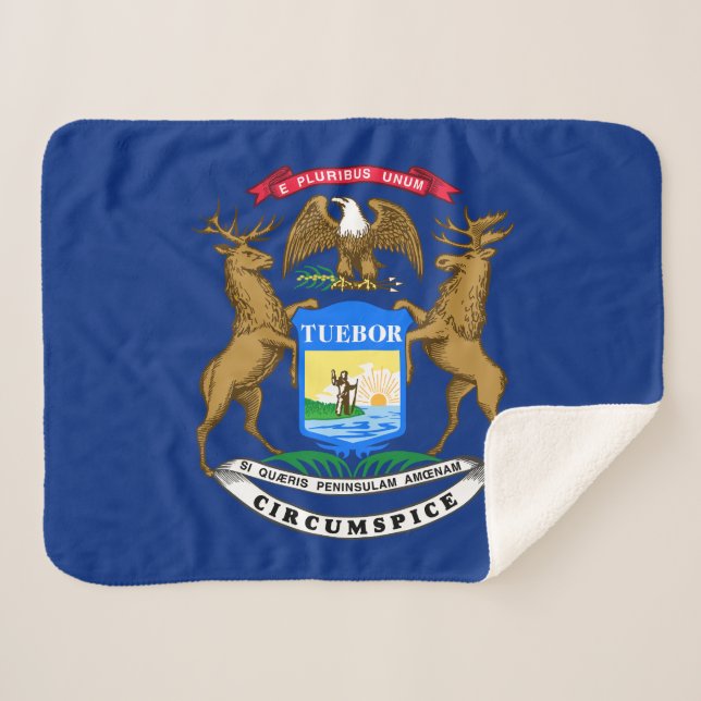 Michigan State Flag Sherpa Blanket (Front (Horizontal))