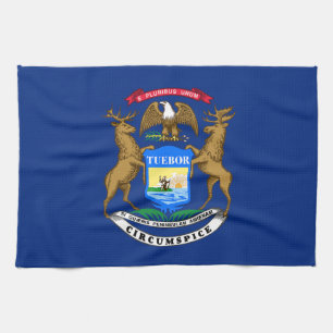 Michigan State Flag Tea Towel