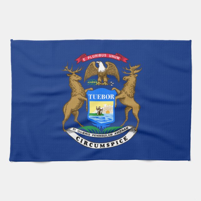 Michigan State Flag Tea Towel (Horizontal)