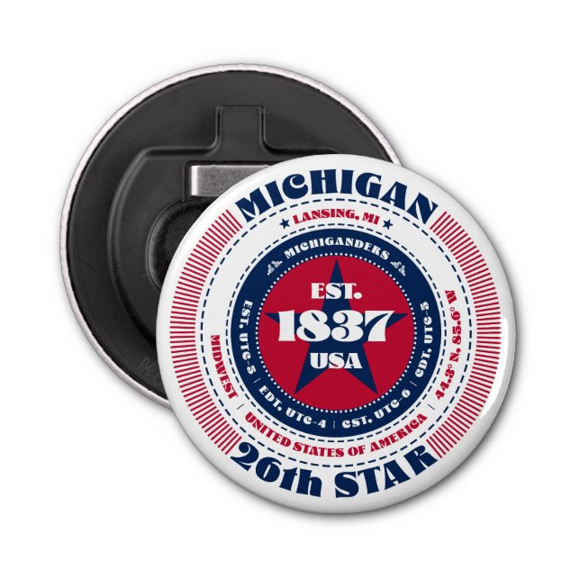 Michigan State Information Circle Bottle Opener (Front)