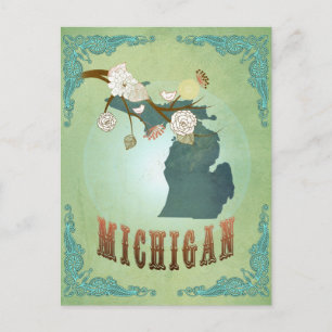 Michigan State Map – Green Postcard