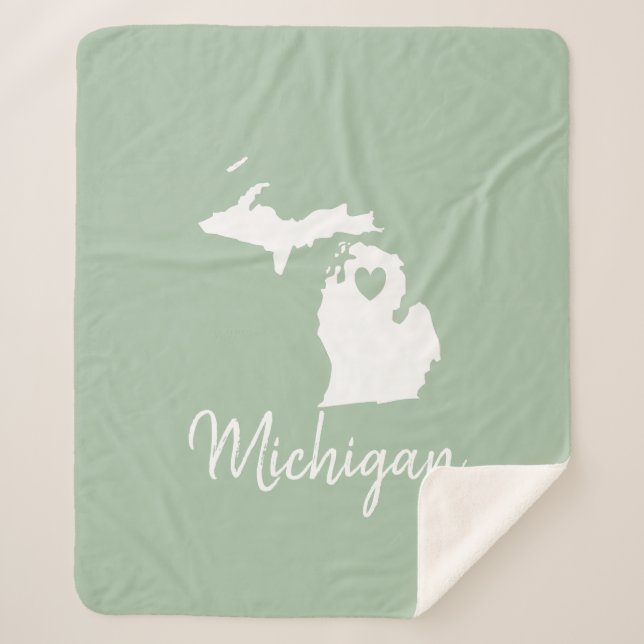 Michigan state map love home  sherpa blanket (Front)