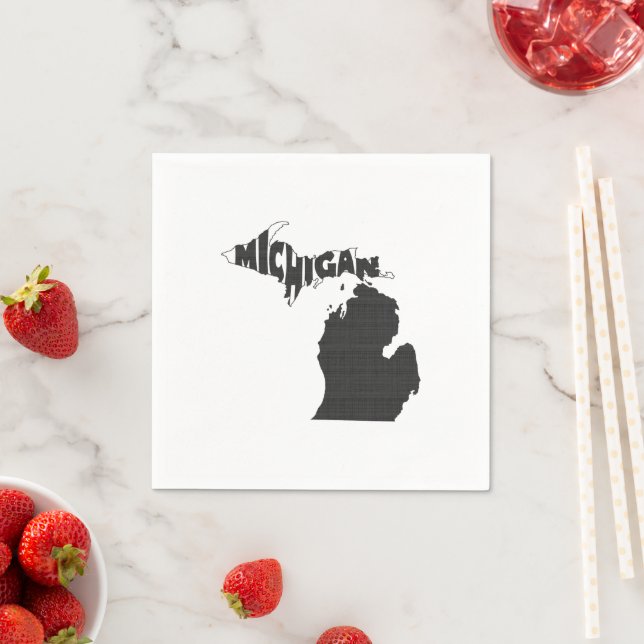 Michigan State Name Word Art Black Napkin (Insitu)