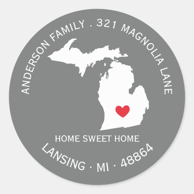 MICHIGAN State | New Home Address Label Sticker (Front)