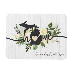 Michigan State Personalised Your Home City Rustic Magnet