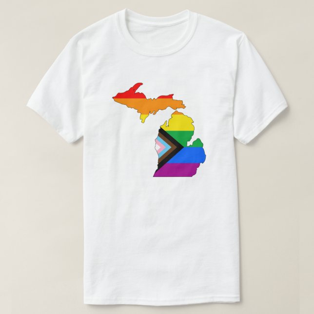 Michigan State Pride LGBTQ Progress Pride T-Shirt (Design Front)
