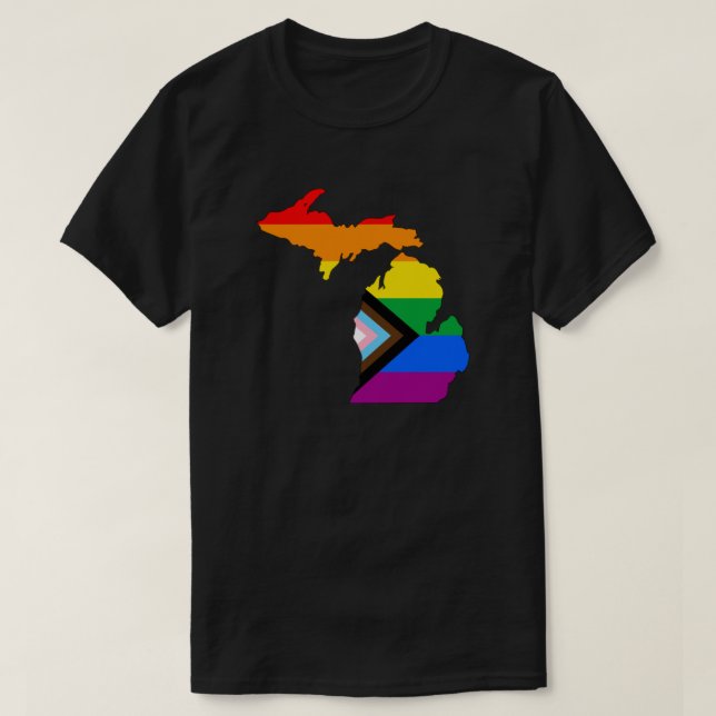 Michigan State Pride LGBTQ Progress Pride T-Shirt (Design Front)
