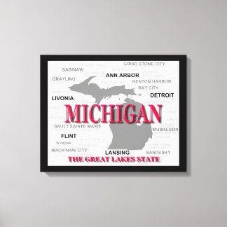 Michigan State Pride Map Silhouette Canvas Print