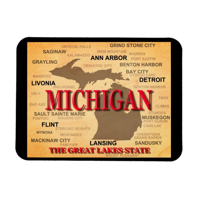 Michigan State Pride Map Silhouette Magnet (Horizontal)