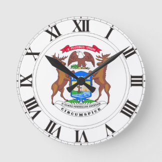 Michigan State Seal Round Clock
