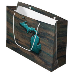 Michigan State Shape Teal Large Gift Bag