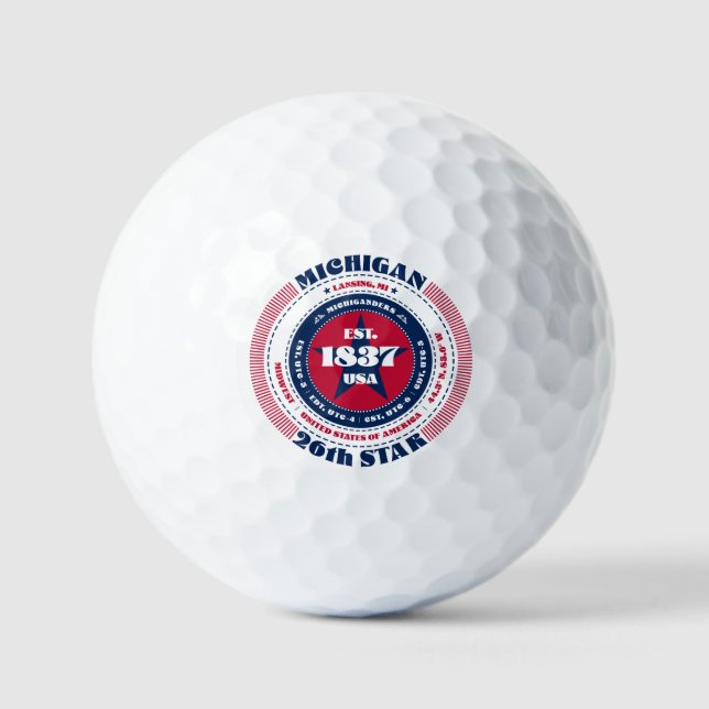 Michigan Statehood Patriotic Gift Golf Balls (Front)