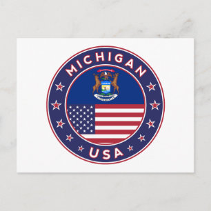 Michigan sticker, phone case, bag, clock postcard