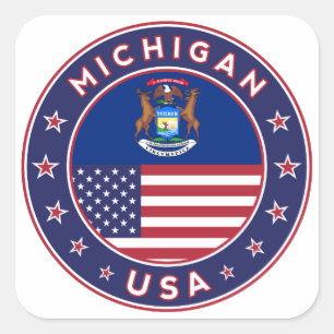 Michigan sticker, phone case, bag, clock square sticker