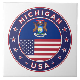 Michigan sticker, phone case, bag, clock tile