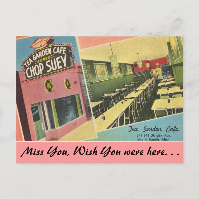 Michigan, Tea Garden Cafe, Grand Rapids Postcard (Front)