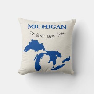 Michigan "The Great Lakes State" Throw Pillow