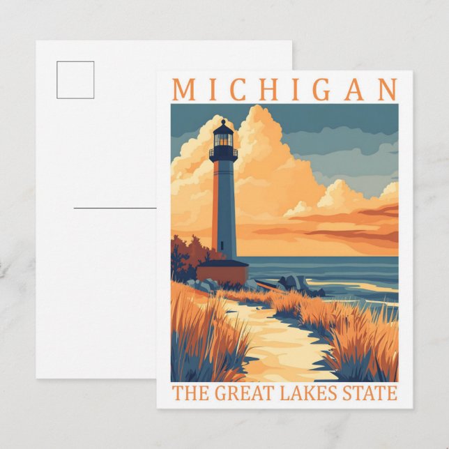 Michigan the Great Lakes State USA Travel Place Postcard (Front/Back)