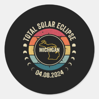 Michigan Total Solar Eclipse 2024 American Totalit Classic Round Sticker
