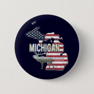 Michigan United States Retro State Map Vintage USA 6 Cm Round Badge
