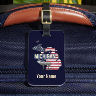 Michigan United States Retro State Map Vintage USA Luggage Tag