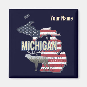 Michigan United States Retro State Map Vintage USA Magnet