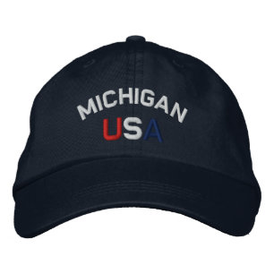Michigan USA Embroidered Navy Blue Hat