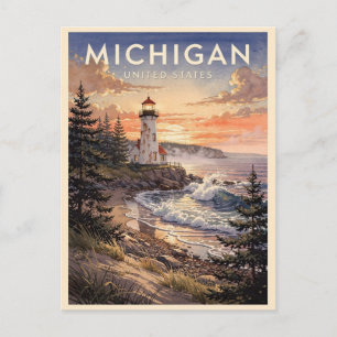 Michigan USA Vintage Travel Postcard