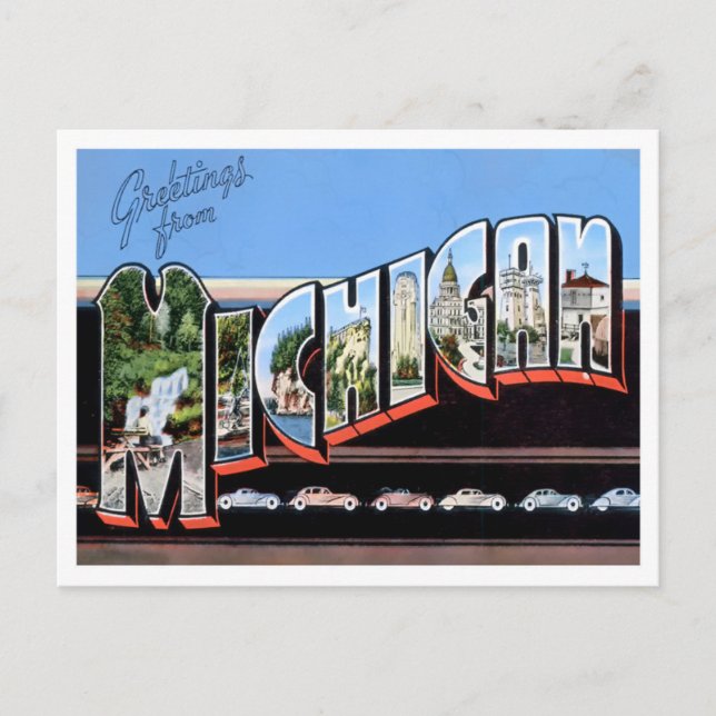 Michigan Vintage Big Letters Postcard (Front)
