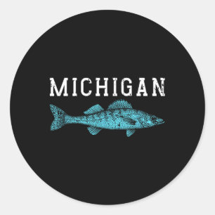 Michigan Walleye Fishing Fisherman Angler Midwest  Classic Round Sticker