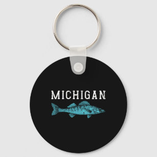 Michigan Walleye Fishing Fisherman Angler Midwest  Key Ring
