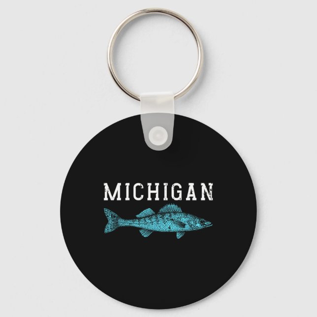 Michigan Walleye Fishing Fisherman Angler Midwest  Key Ring (Front)