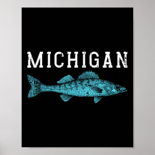 Michigan Walleye Fishing Fisherman Angler Midwest  Poster