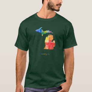Michigan Watercolor Map Painting T-Shirt