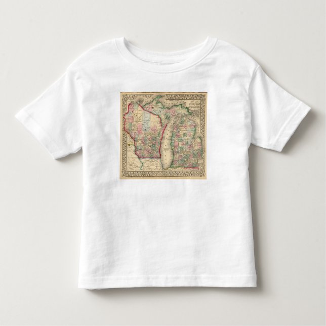 Michigan, Wisconsin Map by Mitchell Toddler T-Shirt (Front)