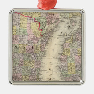 Michigan, Wisconsin Metal Tree Decoration
