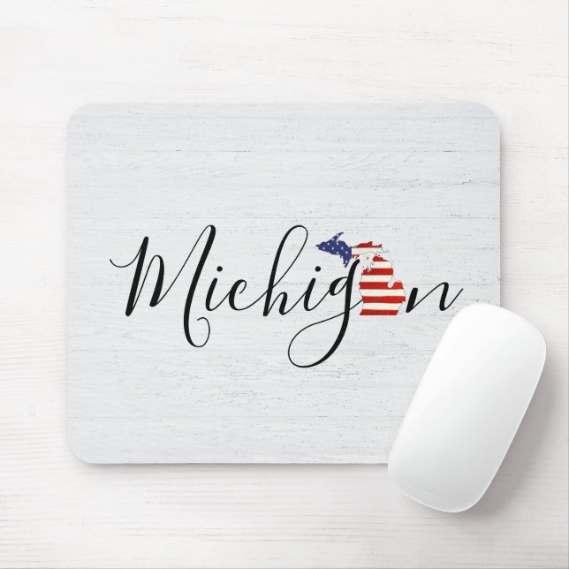 Michigan with Flag Graphic Mouse Pad (With Mouse)