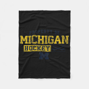 Michigan Wolverines Hockey Vintage Property Fleece Blanket
