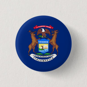 Michigander Flag, Flag of Michigan 3 Cm Round Badge
