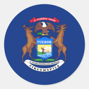 Michigander Flag, Flag of Michigan Classic Round Sticker