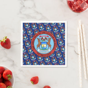 Michigander Flag & Seal, Michigan Napkin
