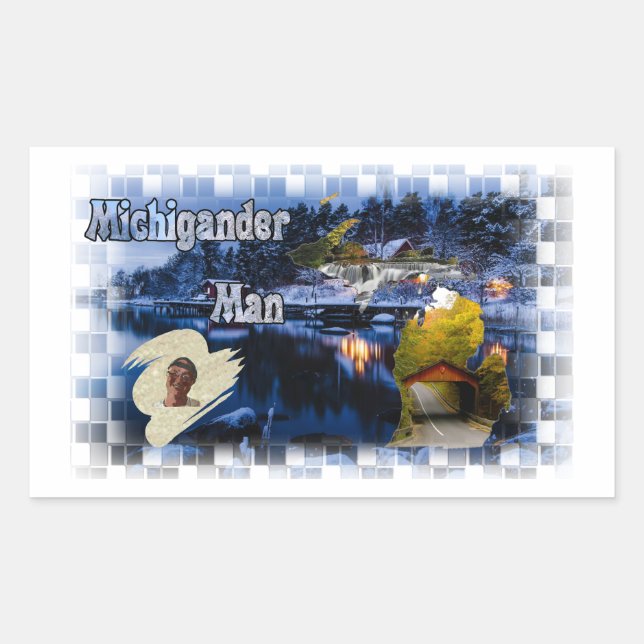 Michigander Man Winter! Rectangular Sticker (Front)