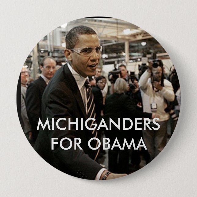 MICHIGANDERS FOR OBAMA 10 CM ROUND BADGE (Front)